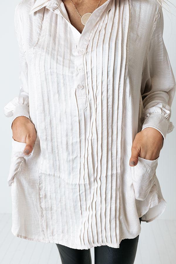 Impressions Jetting Up The Coast Satin Top In Light Birch