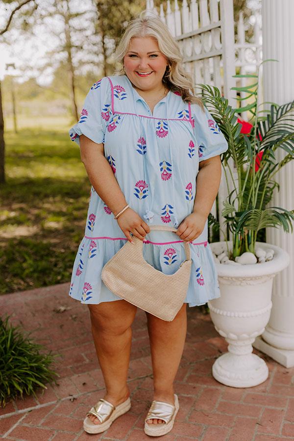 Impressions Joyful Bloom Floral Embroidered Mini Dress Curves