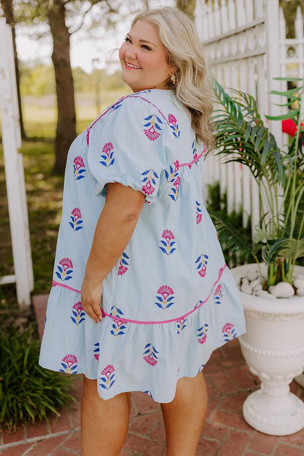 Impressions Joyful Bloom Floral Embroidered Mini Dress Curves