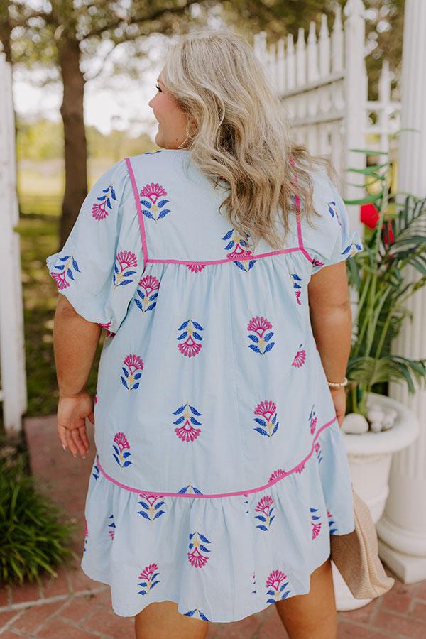 Impressions Joyful Bloom Floral Embroidered Mini Dress Curves