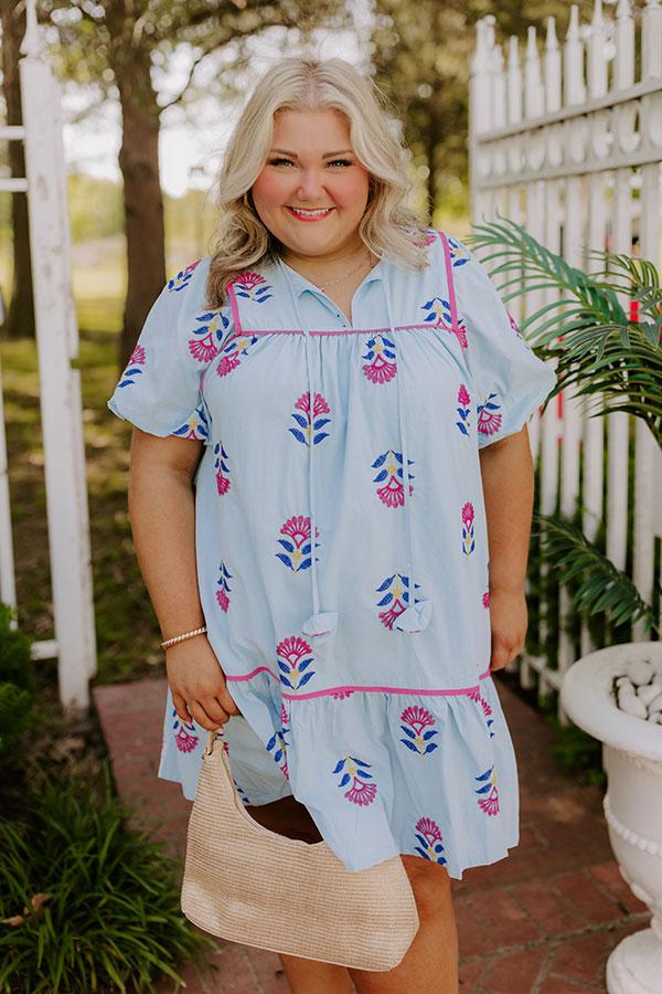 Impressions Joyful Bloom Floral Embroidered Mini Dress Curves