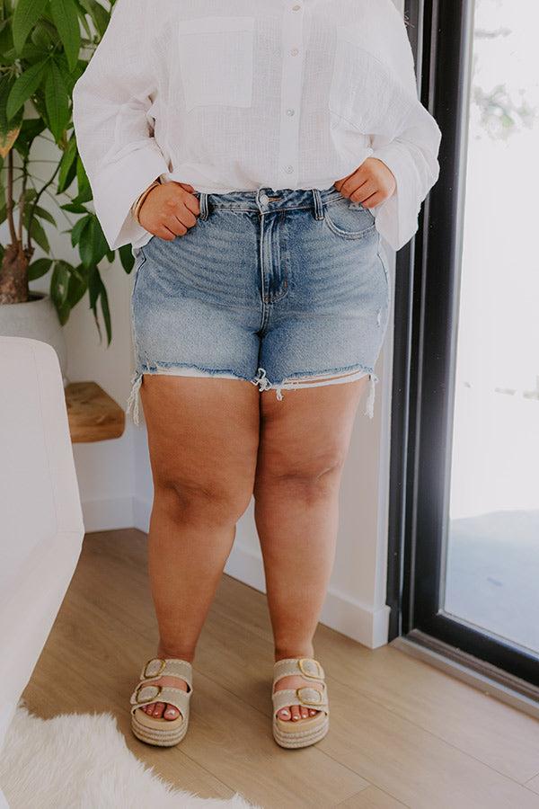 Impressions JUDY BLUE Maeve High Waist Distressed Shorts Curves
