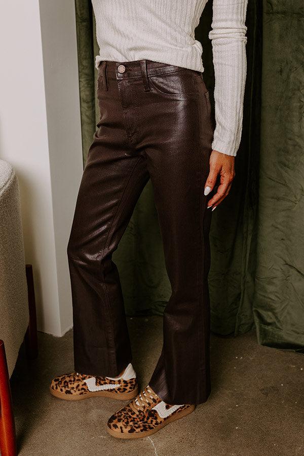 Impressions Just USA The Ariadne High Waist Coated Straight Leg Pants In Espresso