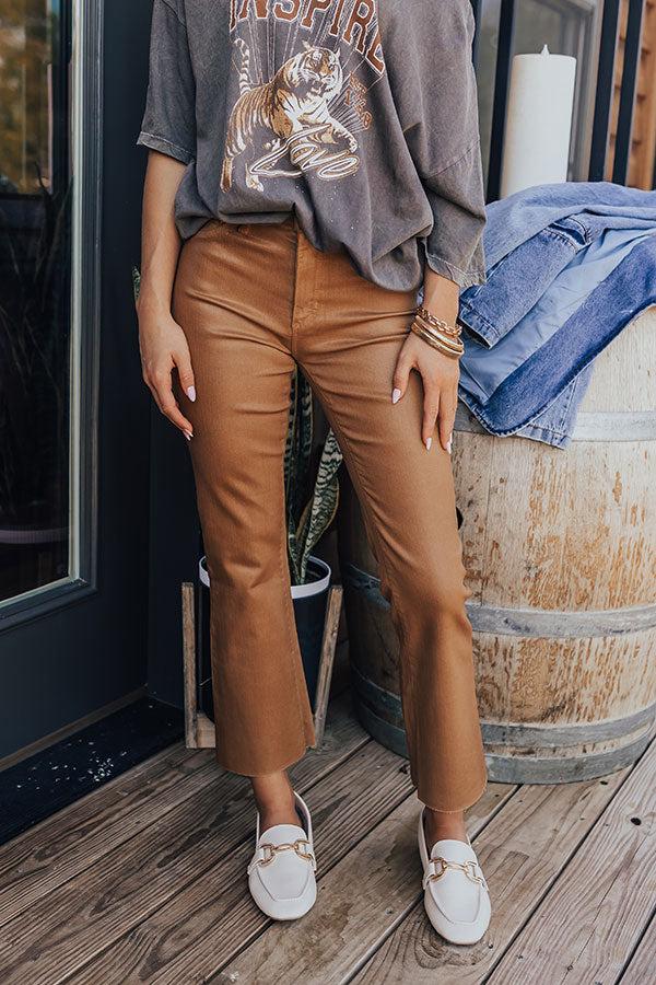 Impressions Just USA The Ariadne High Waist Coated Straight Leg Pants In Camel