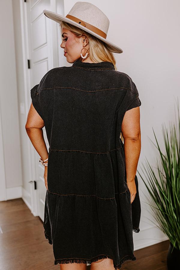 Impressions Kaleidoscope Ways Mineral Wash Mini Dress In Black Curves