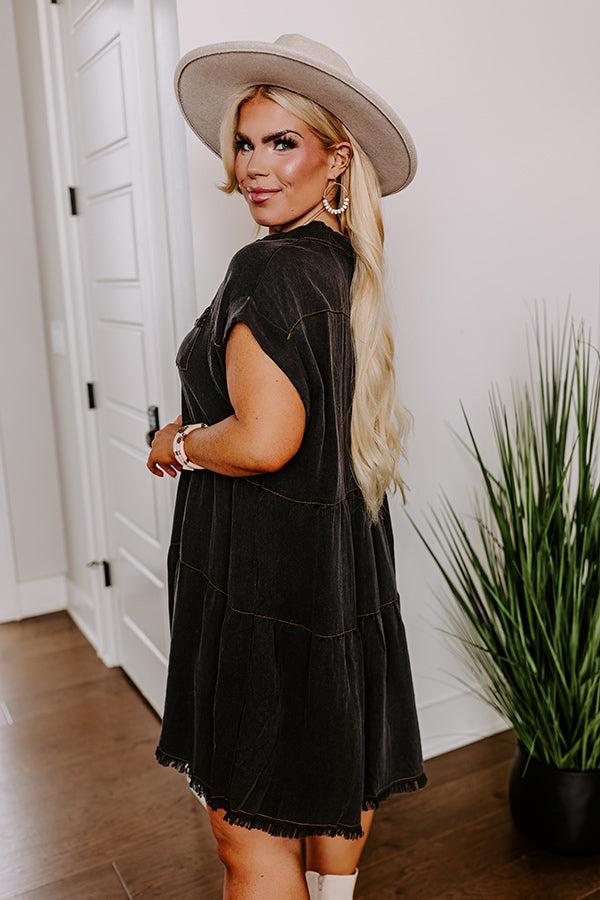 Impressions Kaleidoscope Ways Mineral Wash Mini Dress In Black Curves