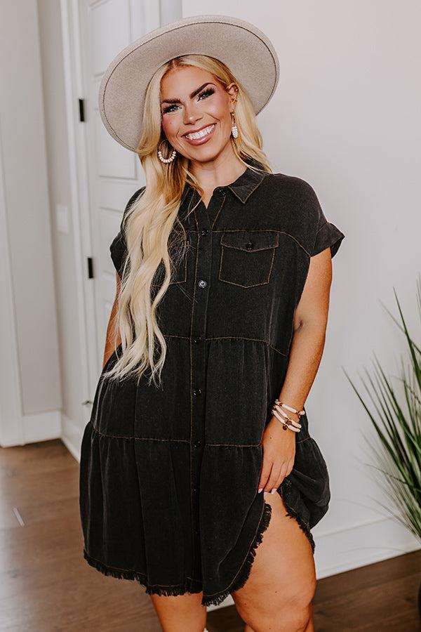 Impressions Kaleidoscope Ways Mineral Wash Mini Dress In Black Curves