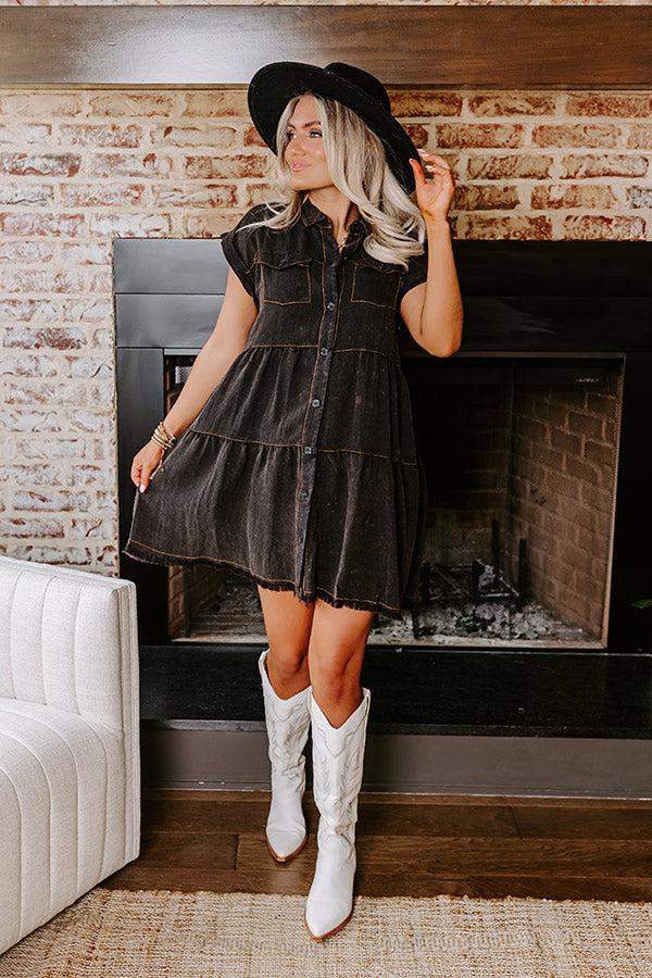 Impressions Kaleidoscope Ways Mineral Wash Mini Dress In Black