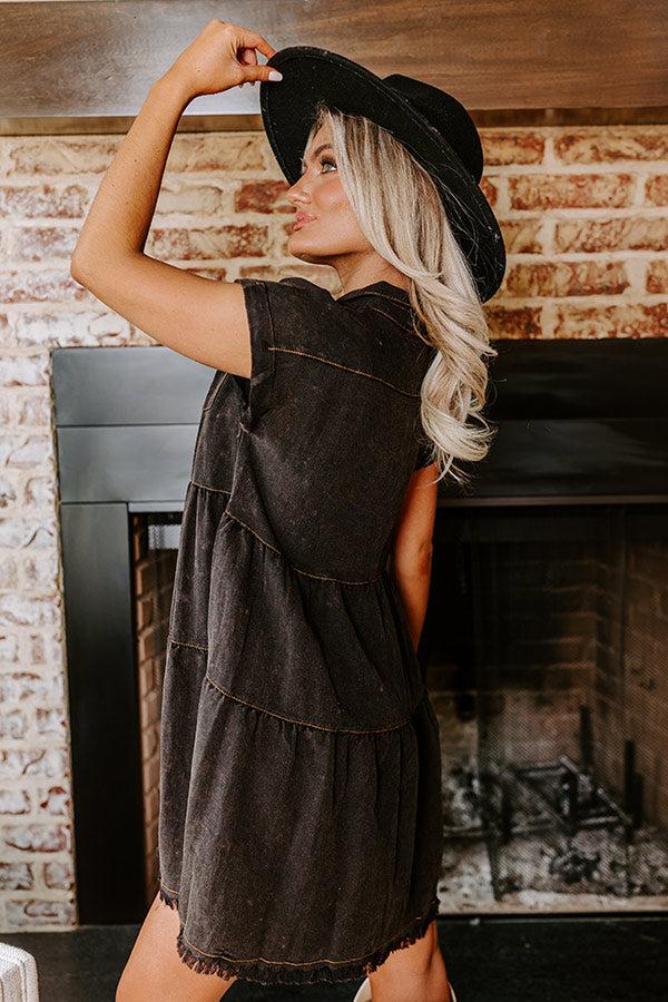 Impressions Kaleidoscope Ways Mineral Wash Mini Dress In Black