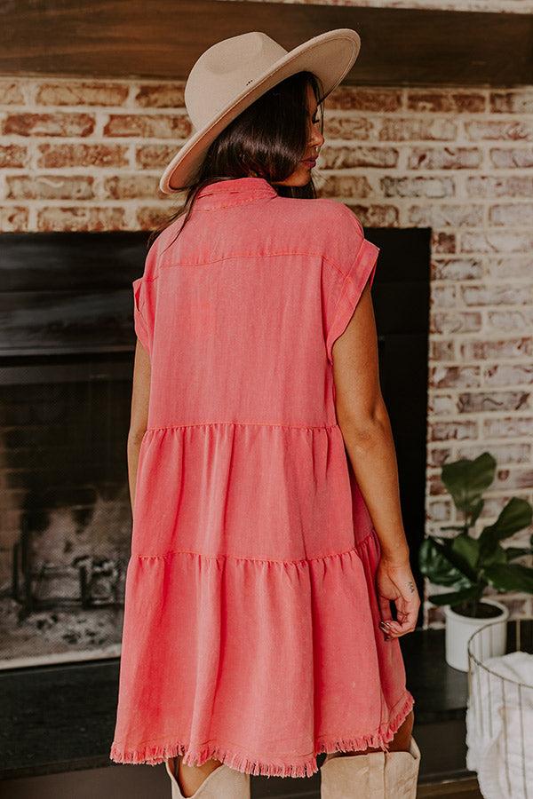 Impressions Kaleidoscope Ways Mineral Wash Mini Dress In Coral