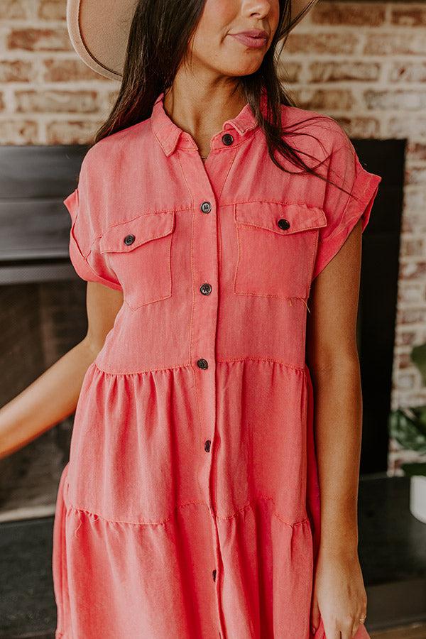 Impressions Kaleidoscope Ways Mineral Wash Mini Dress In Coral