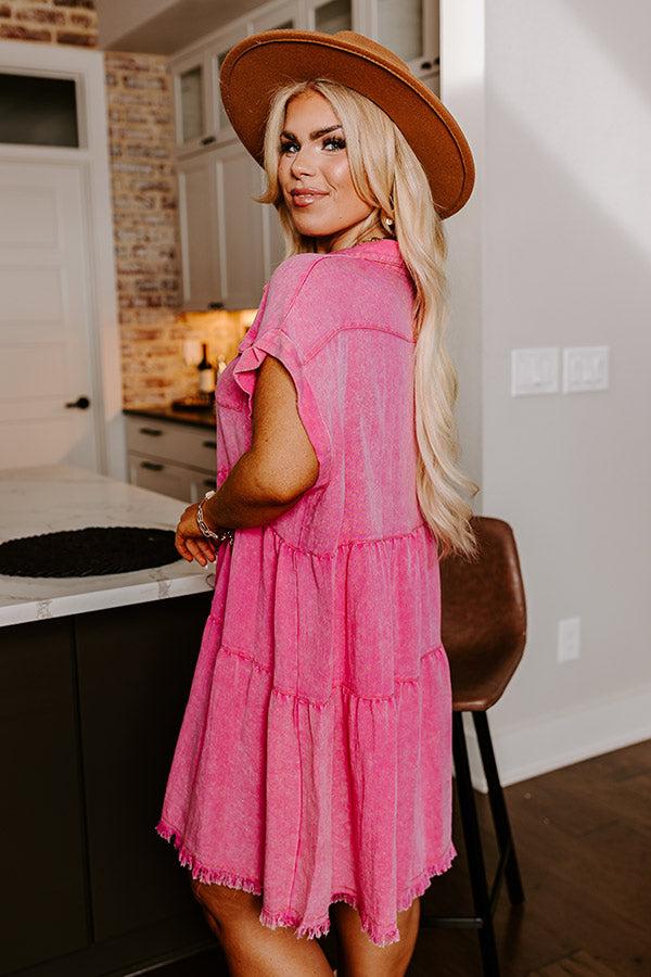 Impressions Kaleidoscope Ways Mineral Wash Mini Dress In Pink Curves