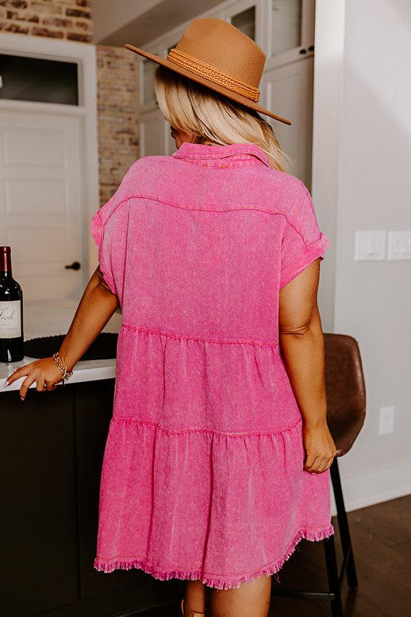 Impressions Kaleidoscope Ways Mineral Wash Mini Dress In Pink Curves