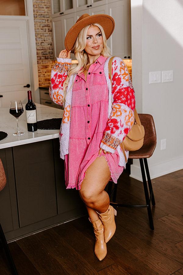 Impressions Kaleidoscope Ways Mineral Wash Mini Dress In Pink Curves