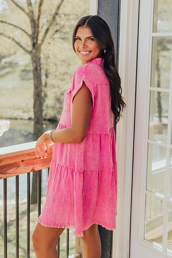 Impressions Kaleidoscope Ways Mineral Wash Mini Dress In Pink