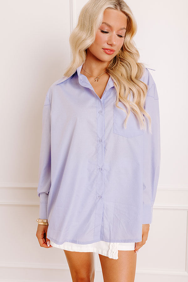 Impressions Kind Eyes Oversized Button Up in Lavender