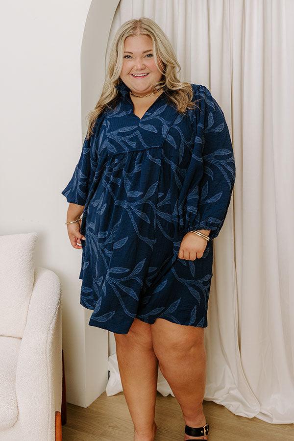 Impressions Kind Smile Jacquard Mini Dress In Navy Curves