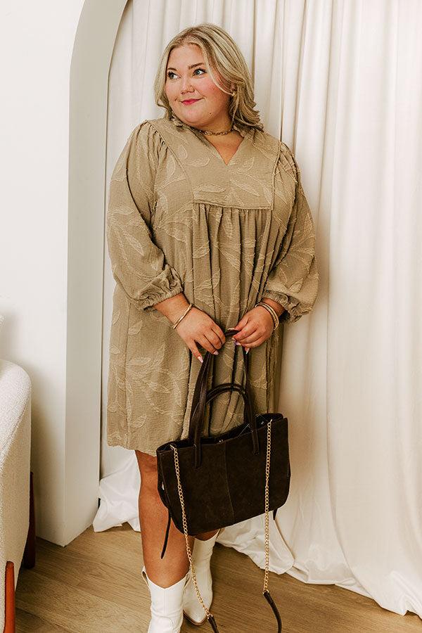 Impressions Kind Smile Jacquard Mini Dress In Taupe Curves