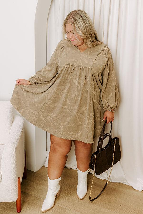 Impressions Kind Smile Jacquard Mini Dress In Taupe Curves