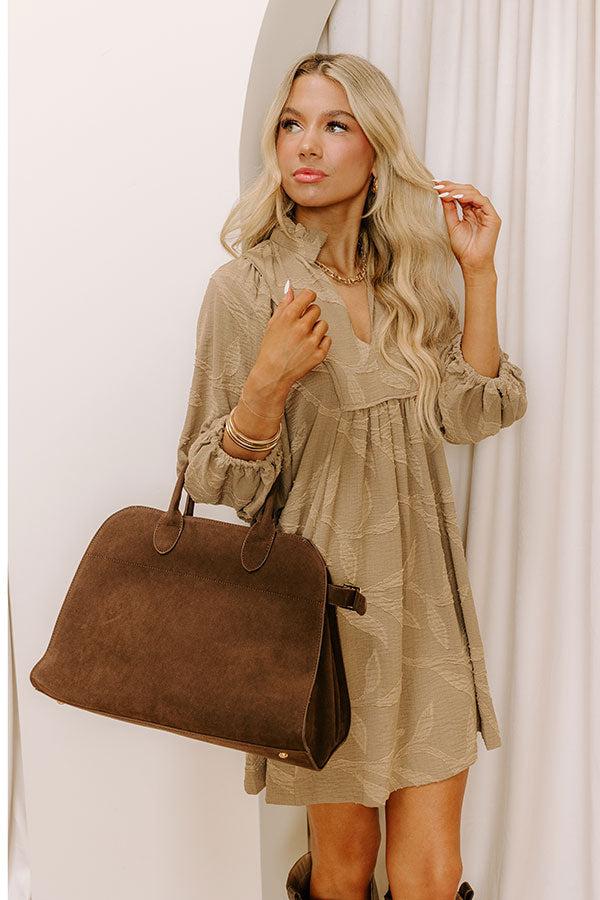 Impressions Kind Smile Jacquard Mini Dress In Taupe