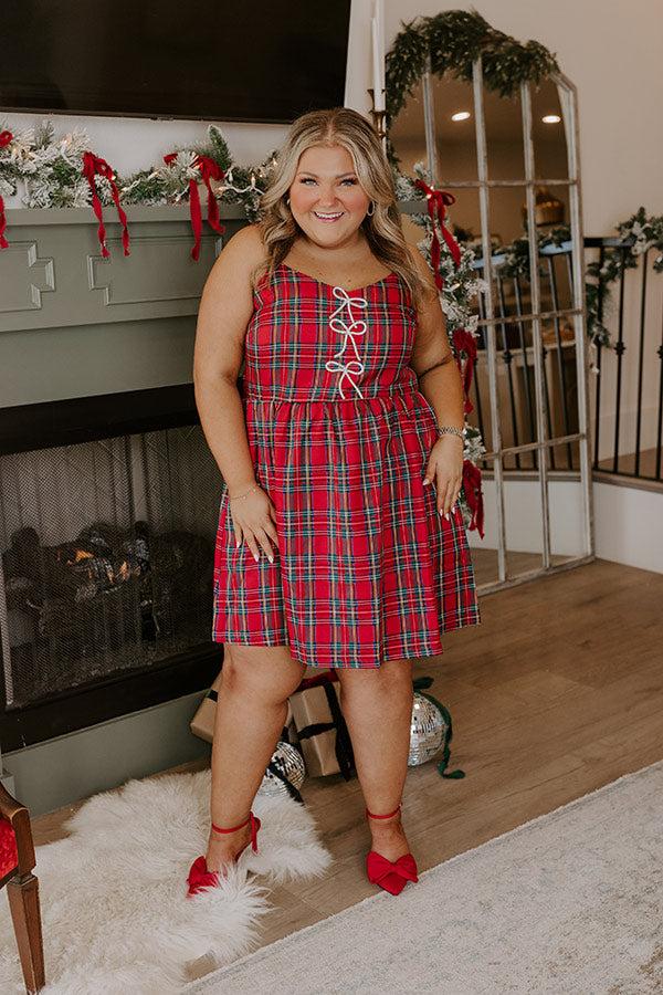 Impressions Kiss Under The Mistletoe Plaid Mini Dress Curves