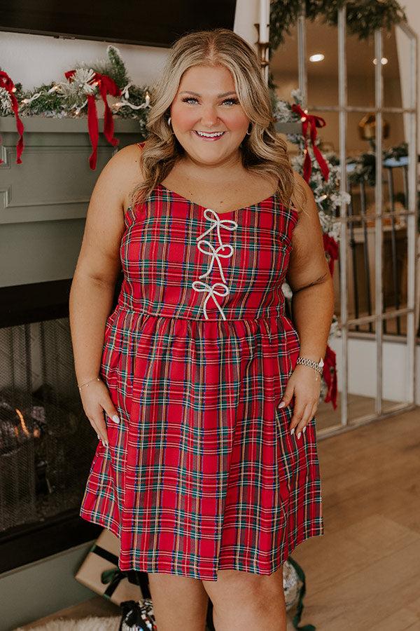 Impressions Kiss Under The Mistletoe Plaid Mini Dress Curves