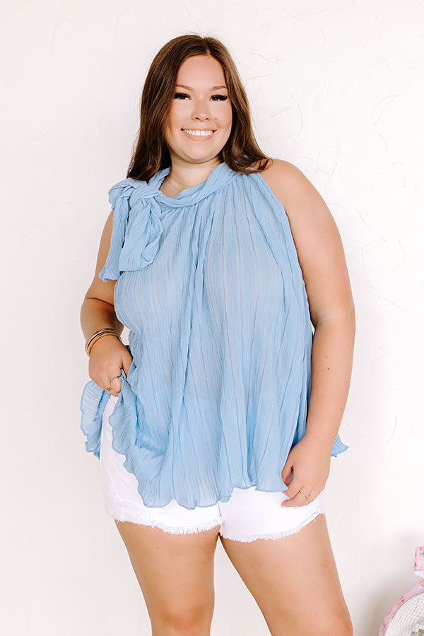 Impressions Lead Me Back To You Pleated Top in Airy Blue Curves