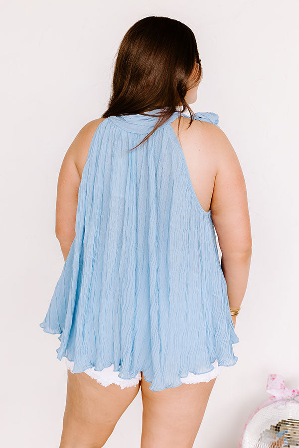 Impressions Lead Me Back To You Pleated Top In Airy Blue Curves