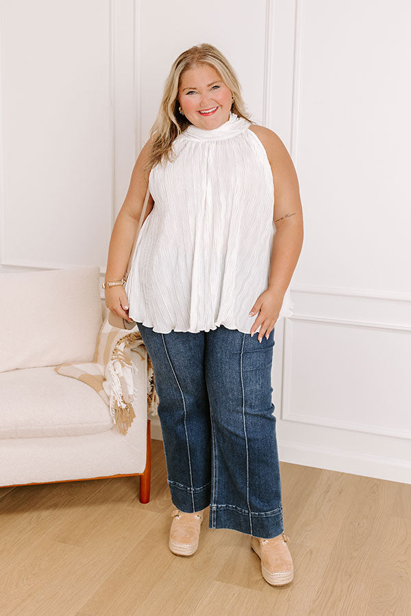 Impressions Lead Me Back To You Pleated Top In White Curves