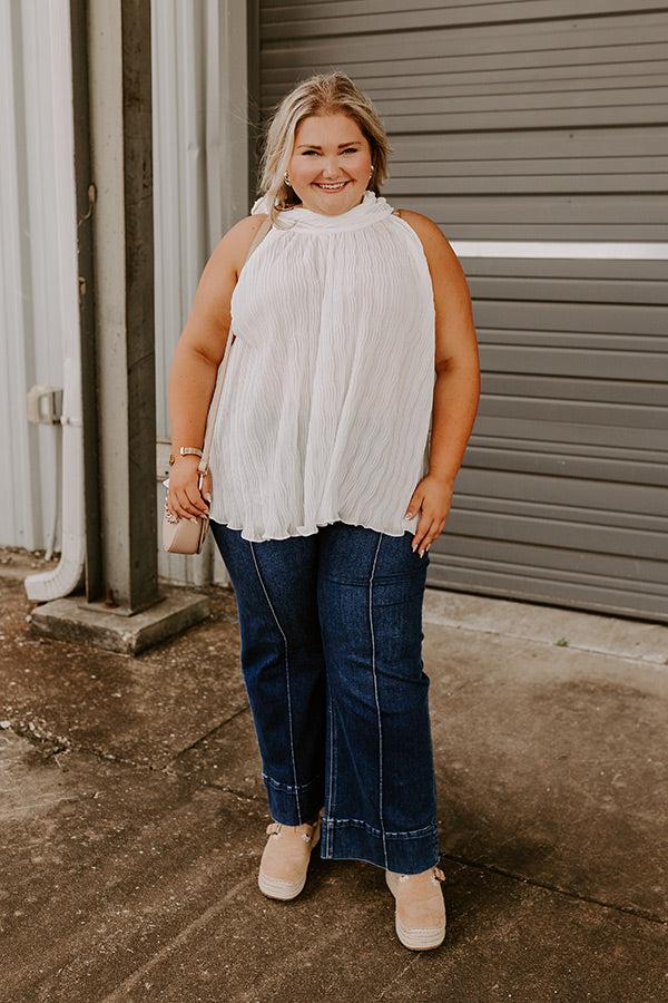 Impressions Lead Me Back To You Pleated Top In White Curves