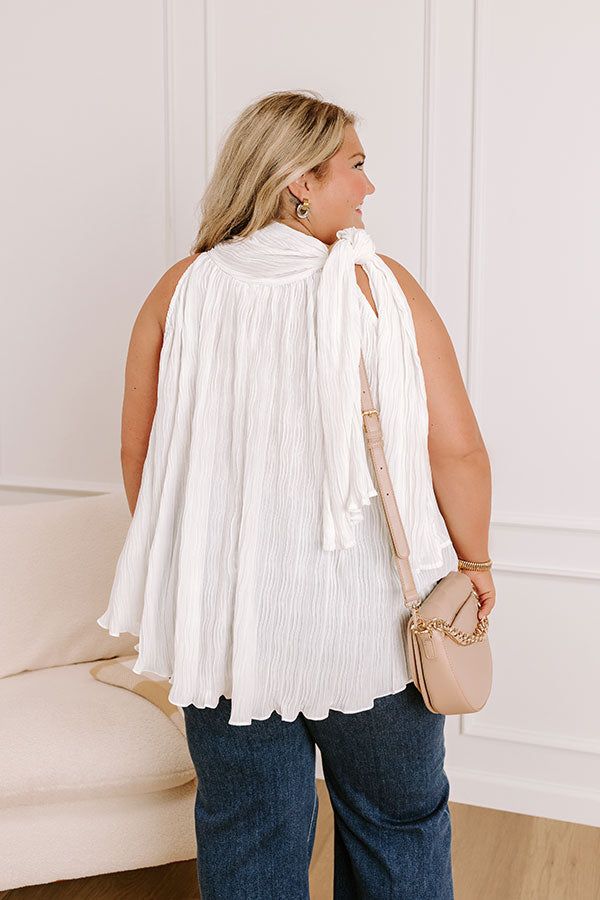 Impressions Lead Me Back To You Pleated Top In White Curves