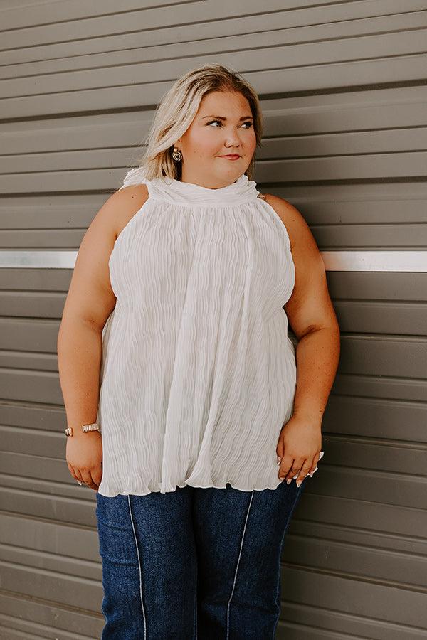 Impressions Lead Me Back To You Pleated Top in White Curves