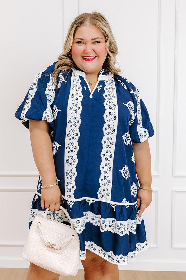 Impressions Lei And Mai Tais Floral Mini Dress Curves