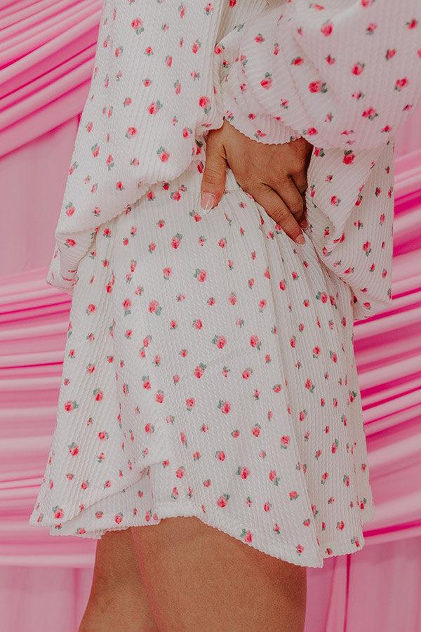 Impressions Life Full Of Roses High Waist Knit Skort