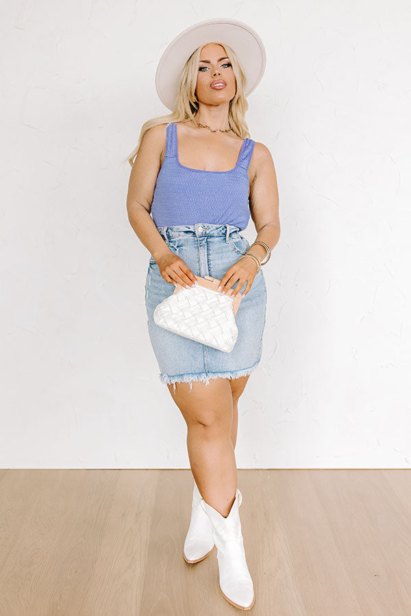 Impressions Life Of The Party Knit Bodysuit In Dark Periwinkle Curves