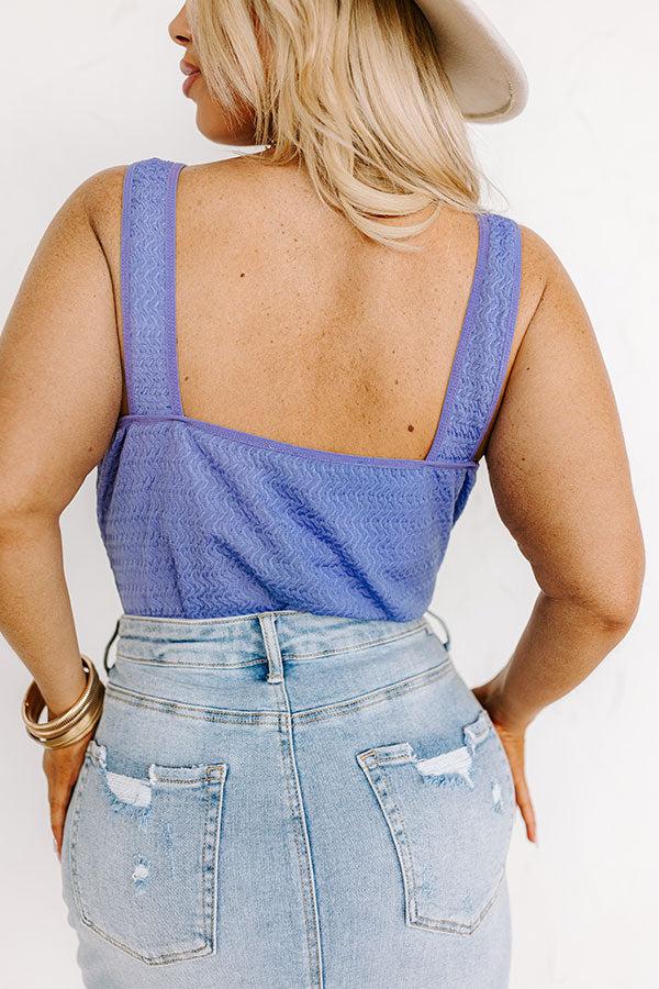 Impressions Life Of The Party Knit Bodysuit In Dark Periwinkle Curves