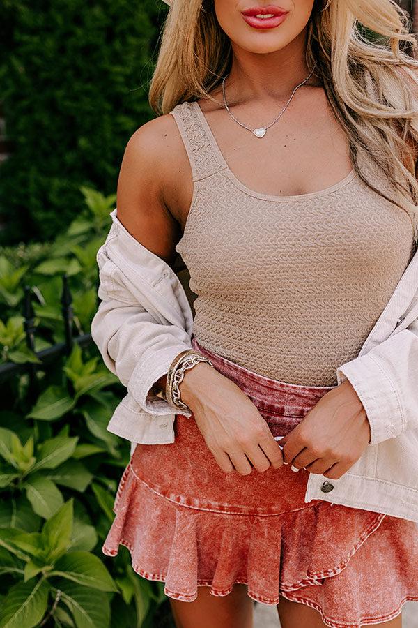 Impressions Life Of The Party Knit Bodysuit In Khaki