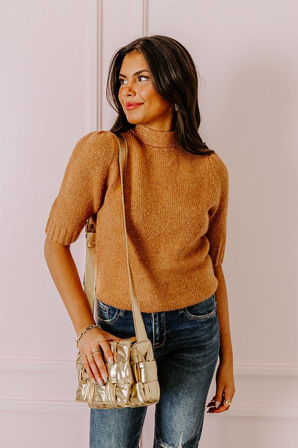 Impressions Like Clockwork Knit Sweater Top In Camel