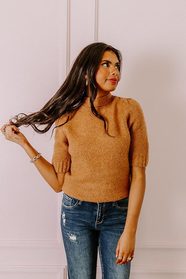 Impressions Like Clockwork Knit Sweater Top In Camel