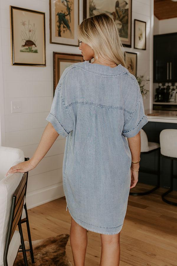 Impressions Living For Lake Life Chambray Mini Dress In Light Wash