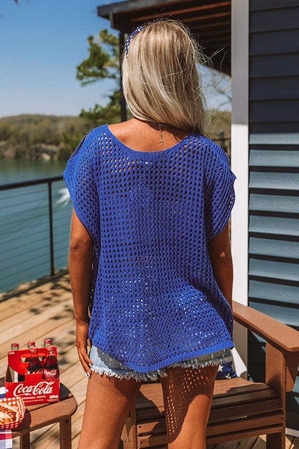 Impressions Living For Lake Life Knit Top In Royal Blue
