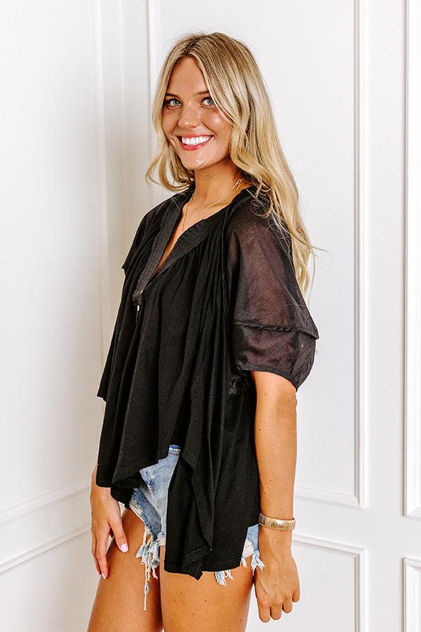 Impressions London Landscape Linen-Blend Top In Black