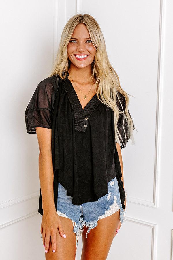 Impressions London Landscape Linen-Blend Top In Black