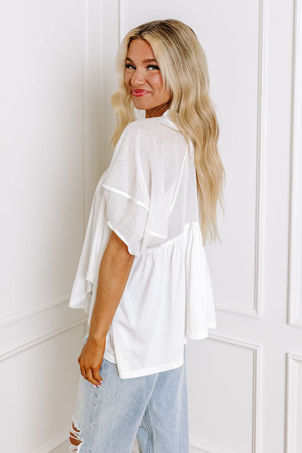 Impressions London Landscape Linen-Blend Top In White