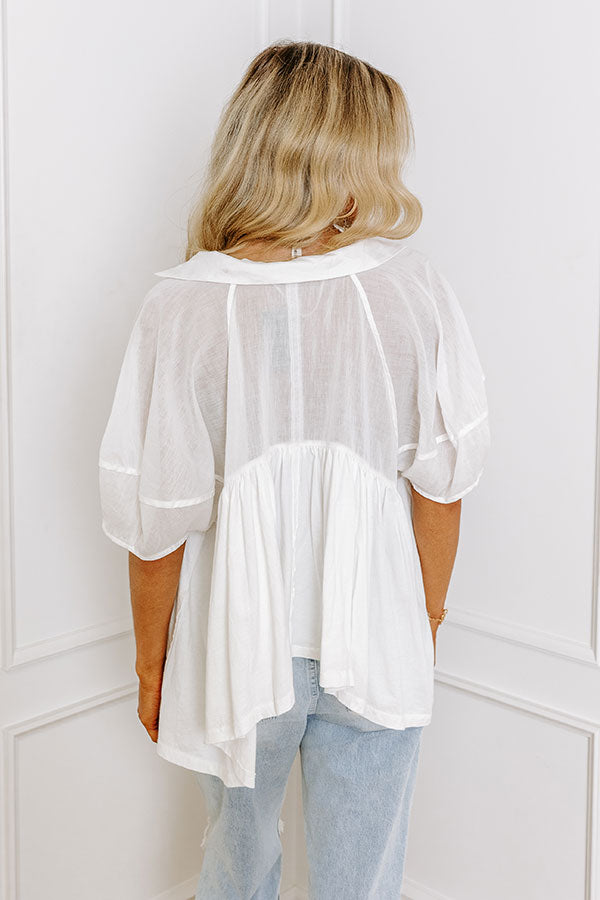 Impressions London Landscape Linen-Blend Top In White