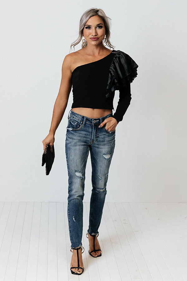 Impressions London Proper One Shoulder Top In Black
