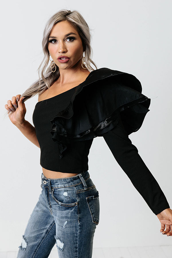 Impressions London Proper One Shoulder Top In Black