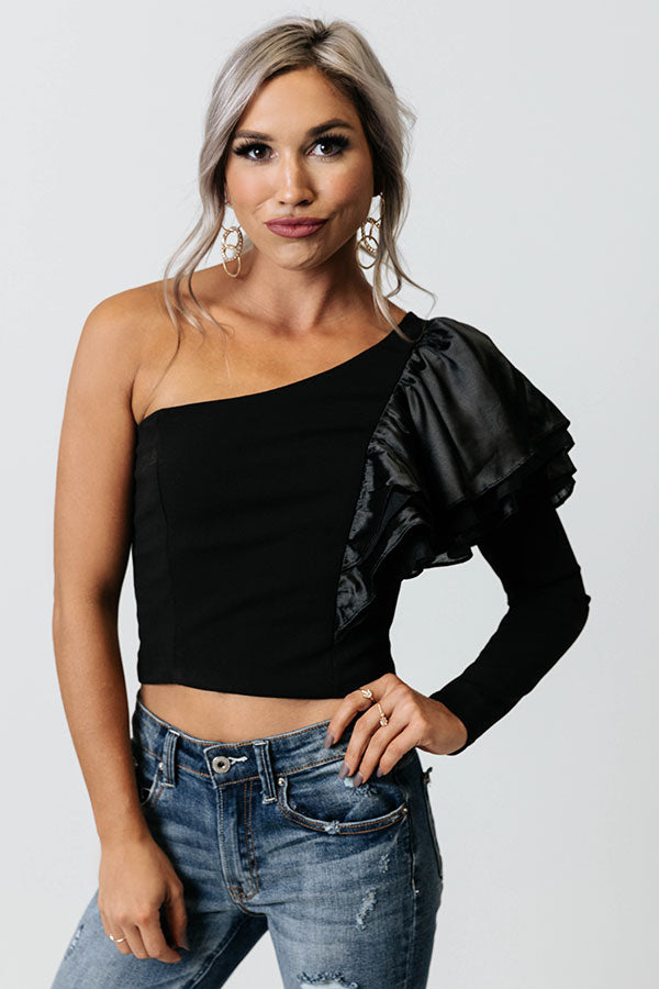 Impressions London Proper One Shoulder Top In Black