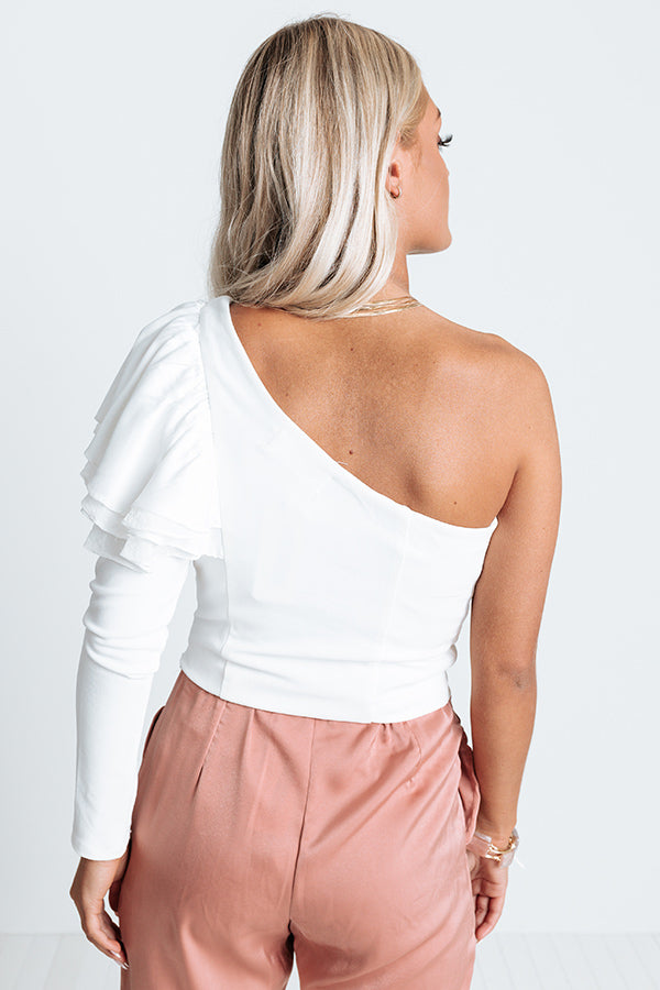 Impressions London Proper One Shoulder Top In Ivory