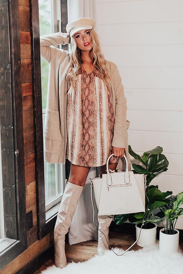 Impressions Looking For Love Snake Print Babydoll Dress In Brown